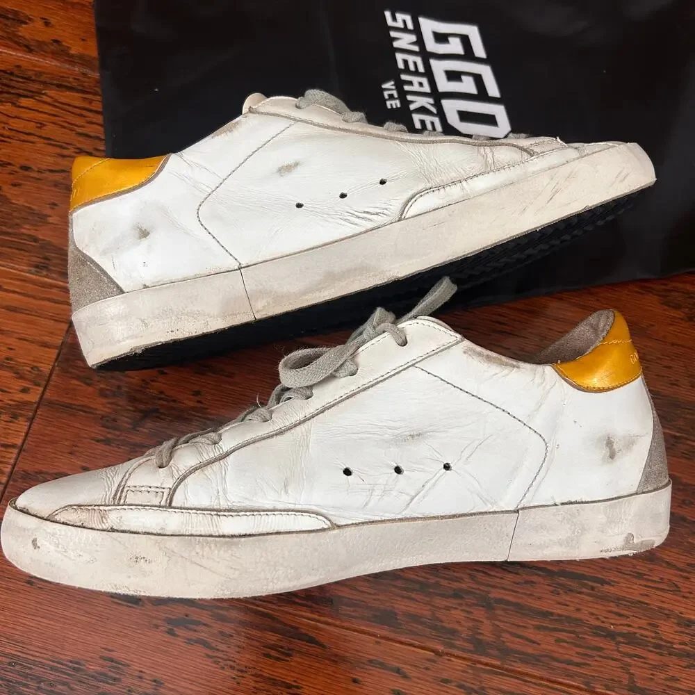 Golden Goose Superstar Sneakers w/Pink Metallic Star and Gold Heel Tab Sz 39 - Picture 6 of 15